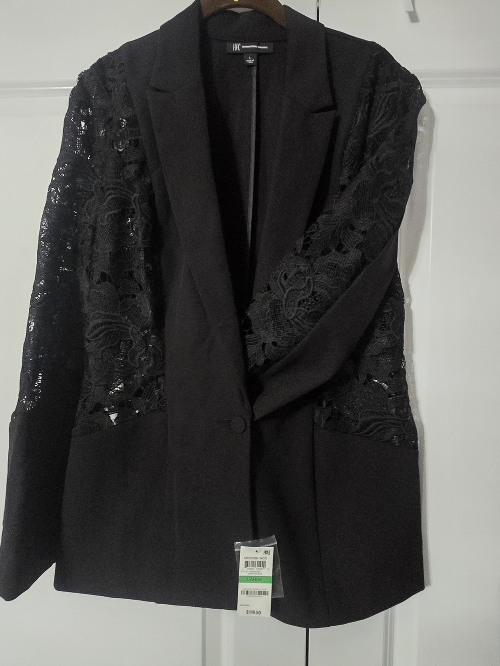 INC Black Lace-Inset Blazer